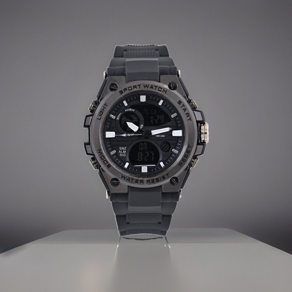 George Men's Sport Watch-Ana-Digi Dual Display- Black/Gunmetal-New in Box